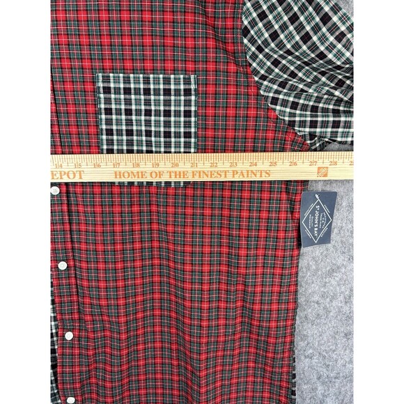 ST JOHNS BAY 2XL Color Block Plaid Patchwork Long Sleeve Button Retro - Picture 5 of 8